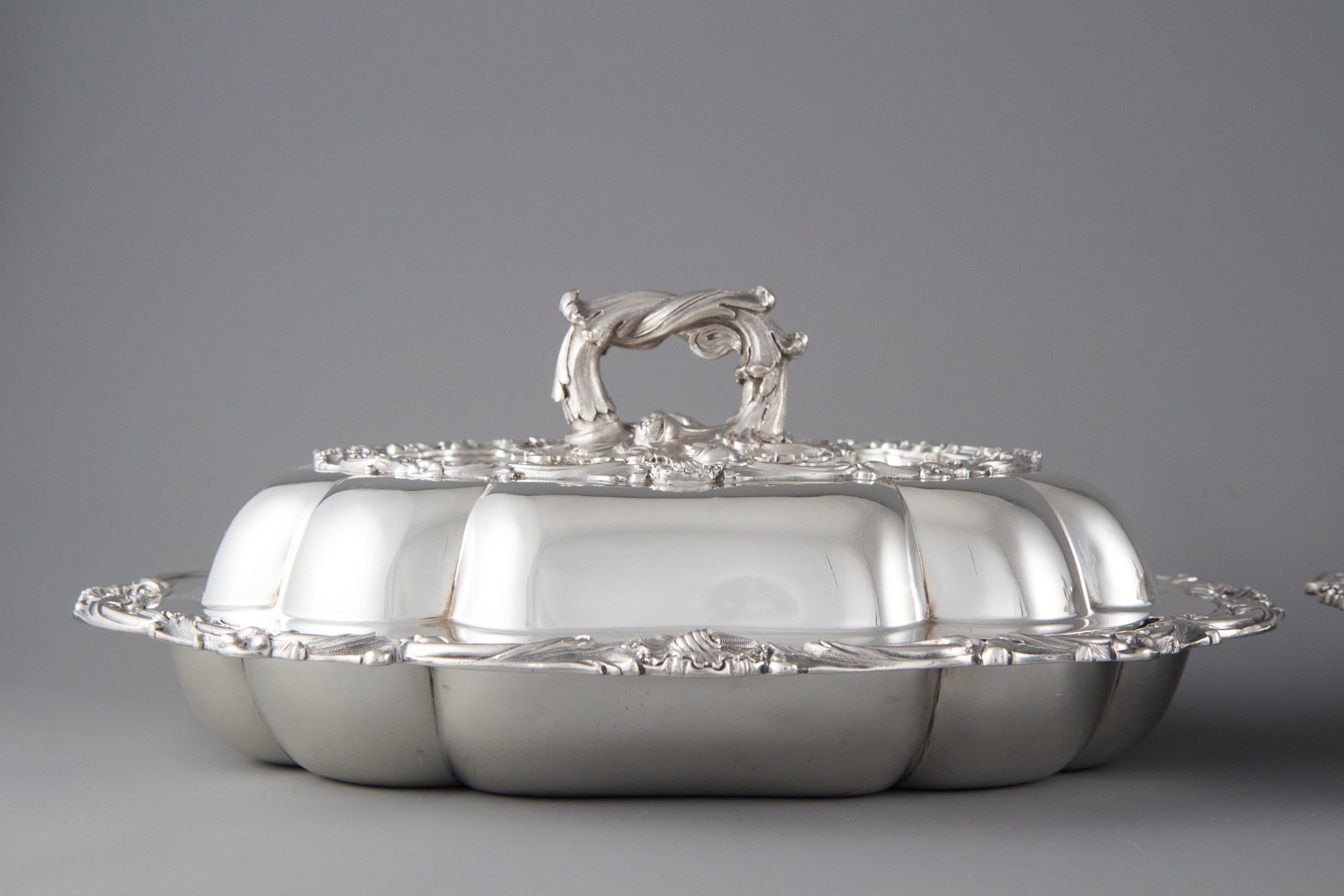 Pair of Victorian Silver Entree or Serving Dishes, Barnards, London, 1855 5