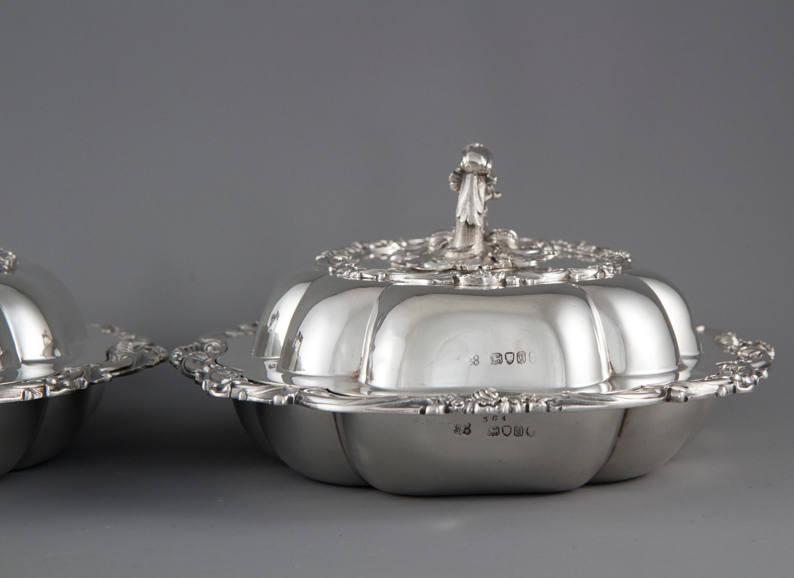Pair of Victorian Silver Entree or Serving Dishes, Barnards, London, 1855 9