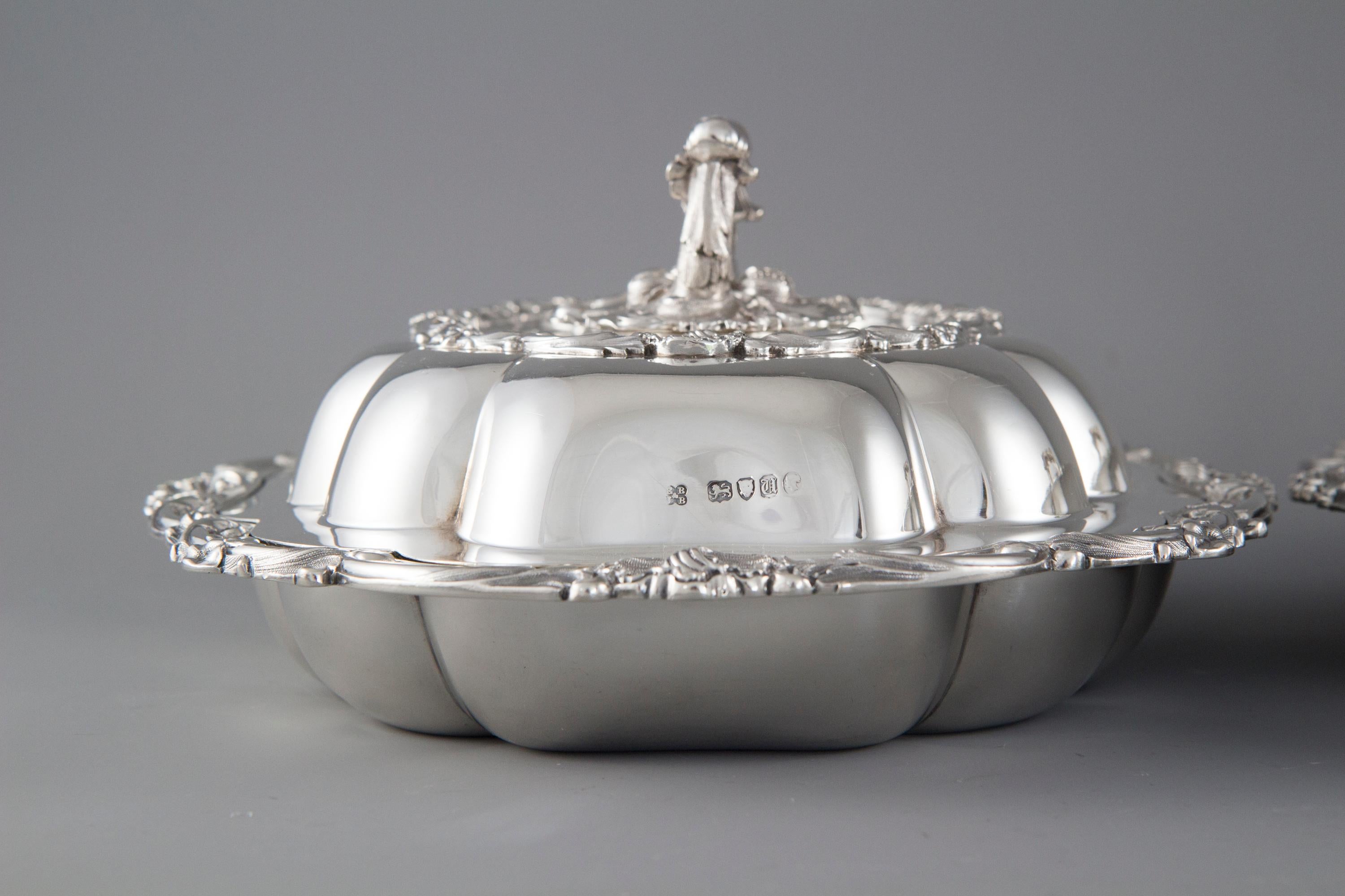 Pair of Victorian Silver Entree or Serving Dishes, Barnards, London, 1855 10