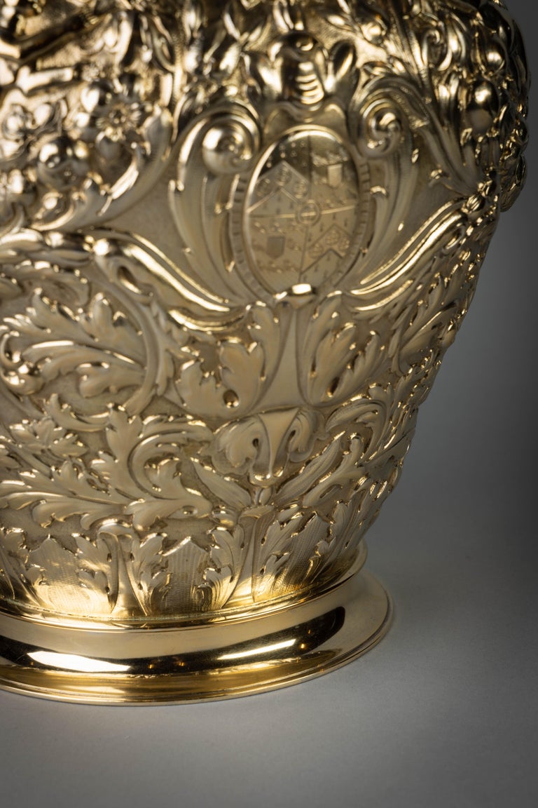 Pair of Victorian Silver Gilt Covered Ginger Jars For Sale at 1stDibs