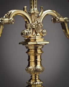 Pair of Victorian Silver Gilt Three-Light Candelabra