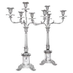 Pair of Victorian Silver-Plated 4-Light Candelabra