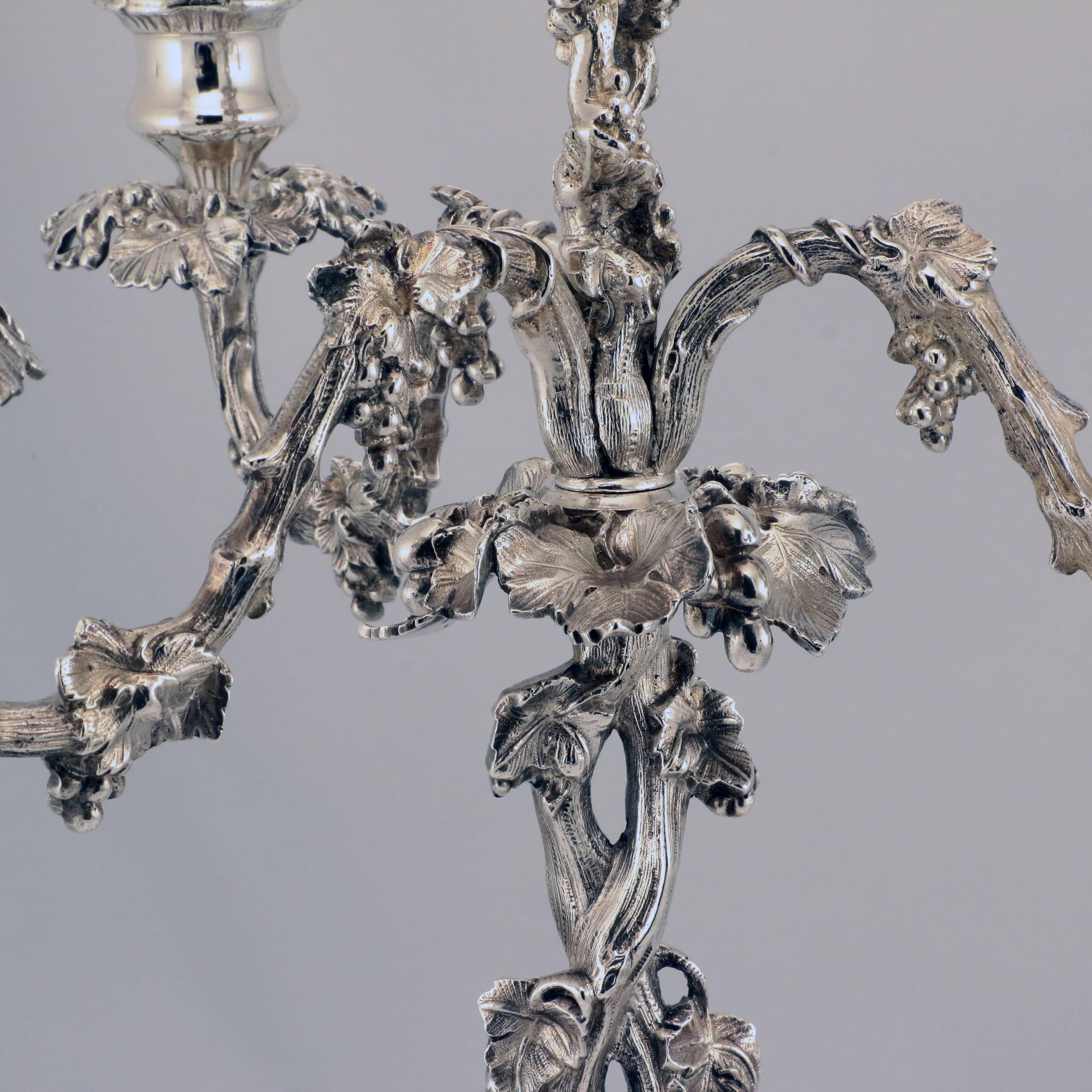 Pair of Victorian Silver Plated  Four Light  Candelabra In Good Condition For Sale In Montreal, QC
