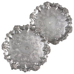 Pair of Victorian Silver Salvers/Waiters