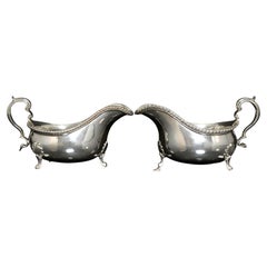 Antique Pair of Victorian Silver Sauce Boats, 1898