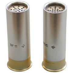 Pair of Victorian Silver Shot Gun Cartridge Peppers by Horace Woodward, 1896