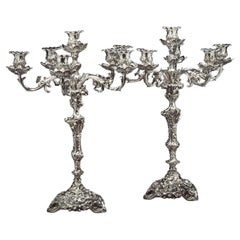 Antique Pair of Victorian Silver Six-Light Candelabra