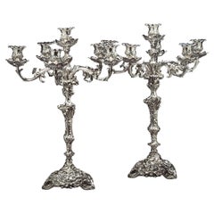 Pair of Victorian Silver Six-Light Candelabra