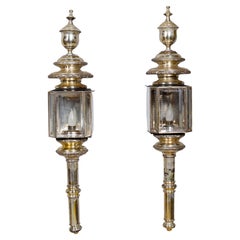 Pair of Victorian Silvered Carriage Lanterns