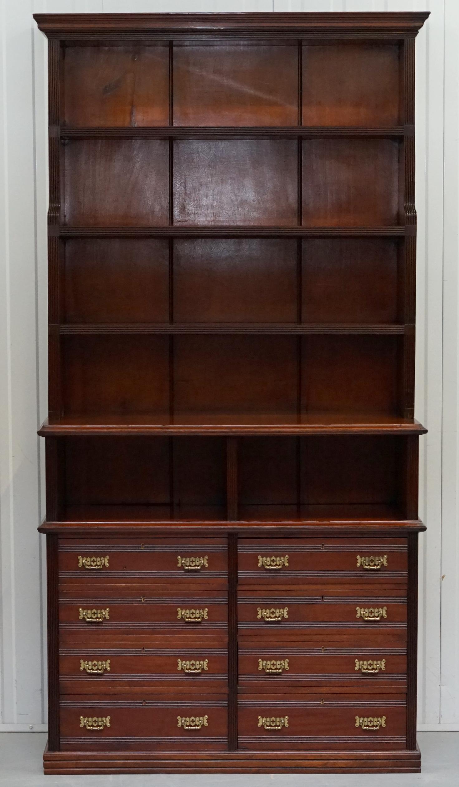 Pair of Victorian Solid Walnut Library Bookcases Haberdashery Chest of Drawers 6