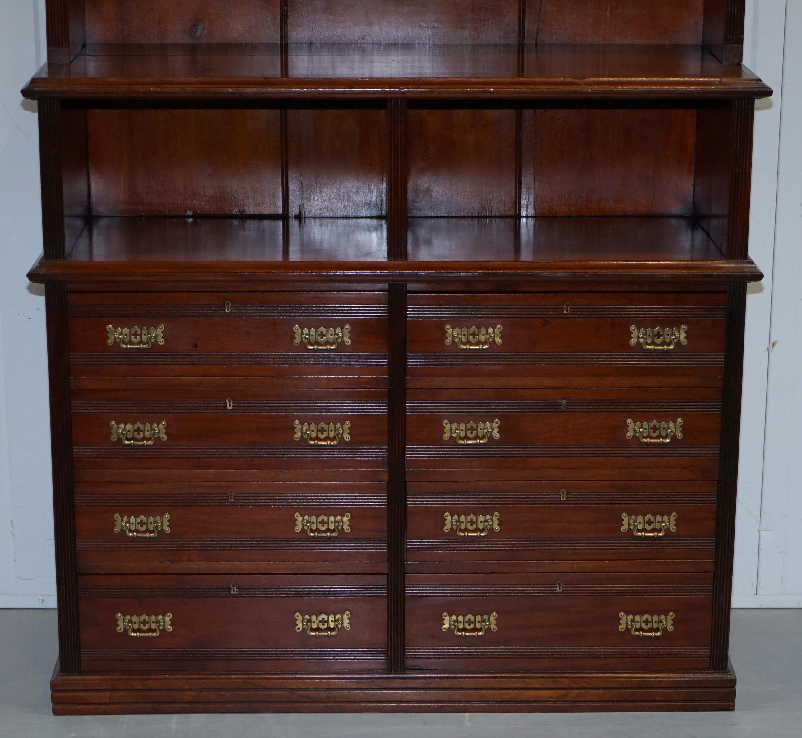 Pair of Victorian Solid Walnut Library Bookcases Haberdashery Chest of Drawers 7