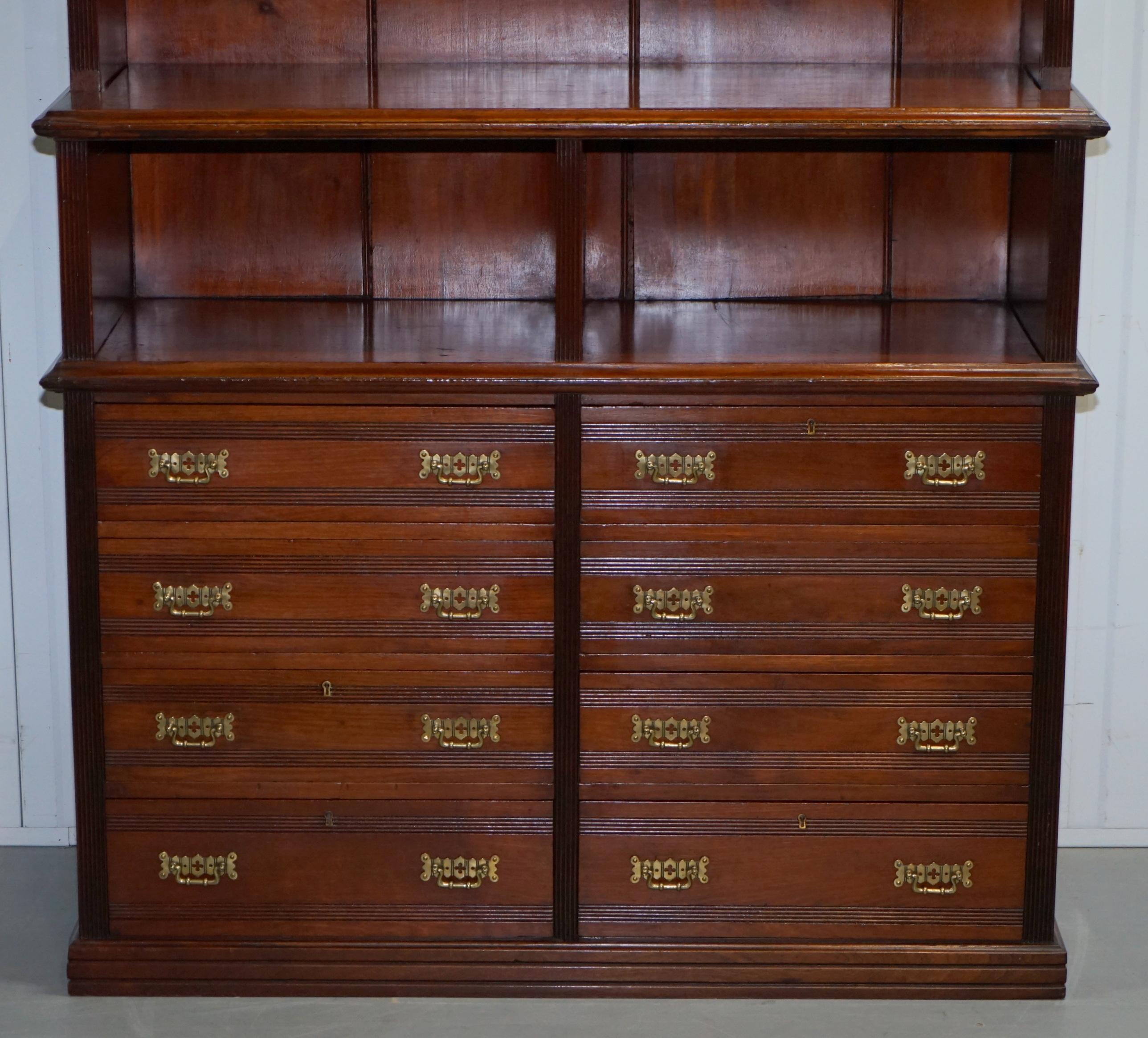 Hand-Crafted Pair of Victorian Solid Walnut Library Bookcases Haberdashery Chest of Drawers