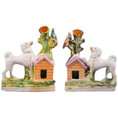 Pair of Victorian Staffordshire Spill Vases, circa 1875