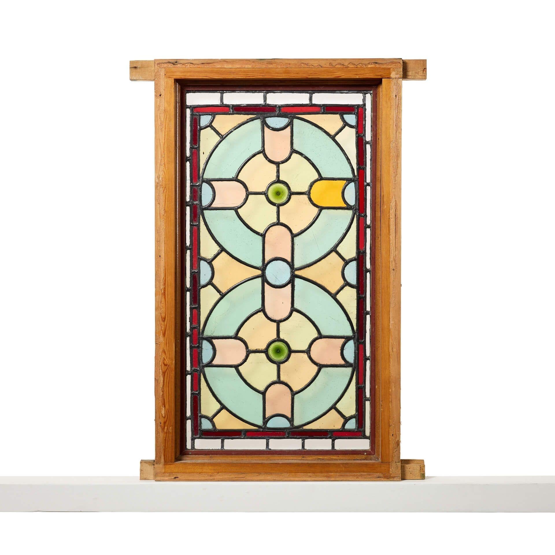 English Victorian Stained Glass Window Panel For Sale