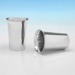 Pair of Victorian sterling silver mint julep cups made for Walker & Hall in 1878