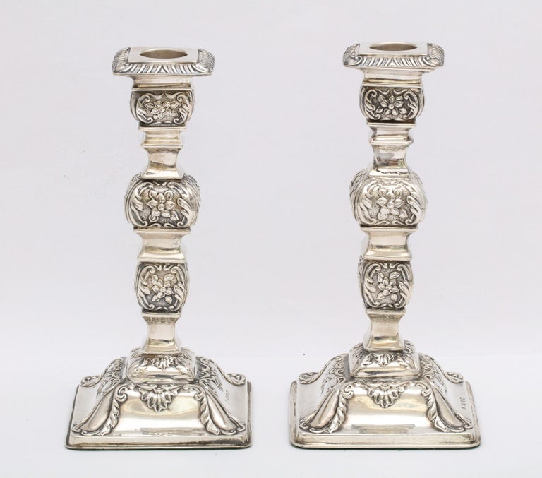 Pair of Victorian Sterling Silver Candlesticks For Sale 5