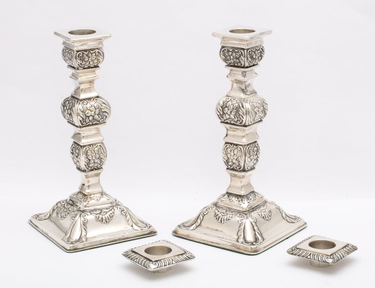 Pair of Victorian Sterling Silver Candlesticks For Sale 9