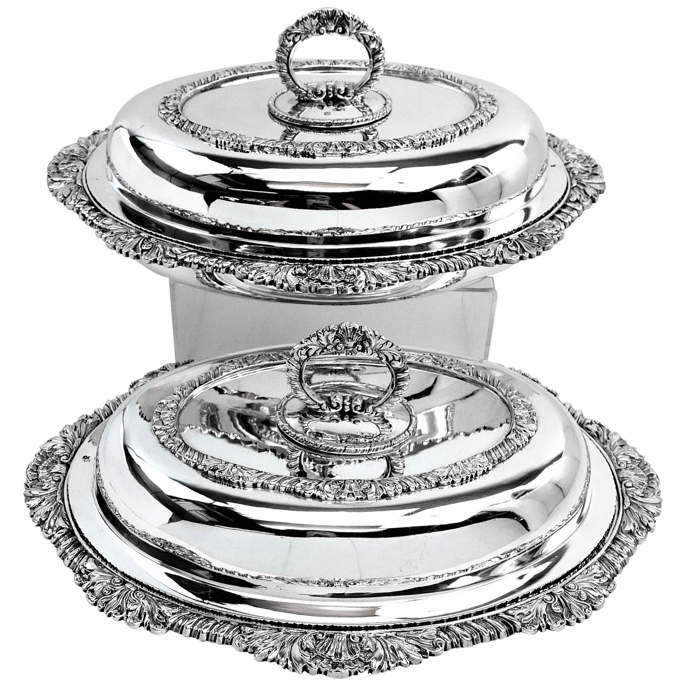 Pair of Antique Victorian Sterling Silver Entree Dishes / Serving Dishes  1843 at 1stDibs | silver serving dishes with lids, antique silver serving  dish with lid, sterling silver serving pieces