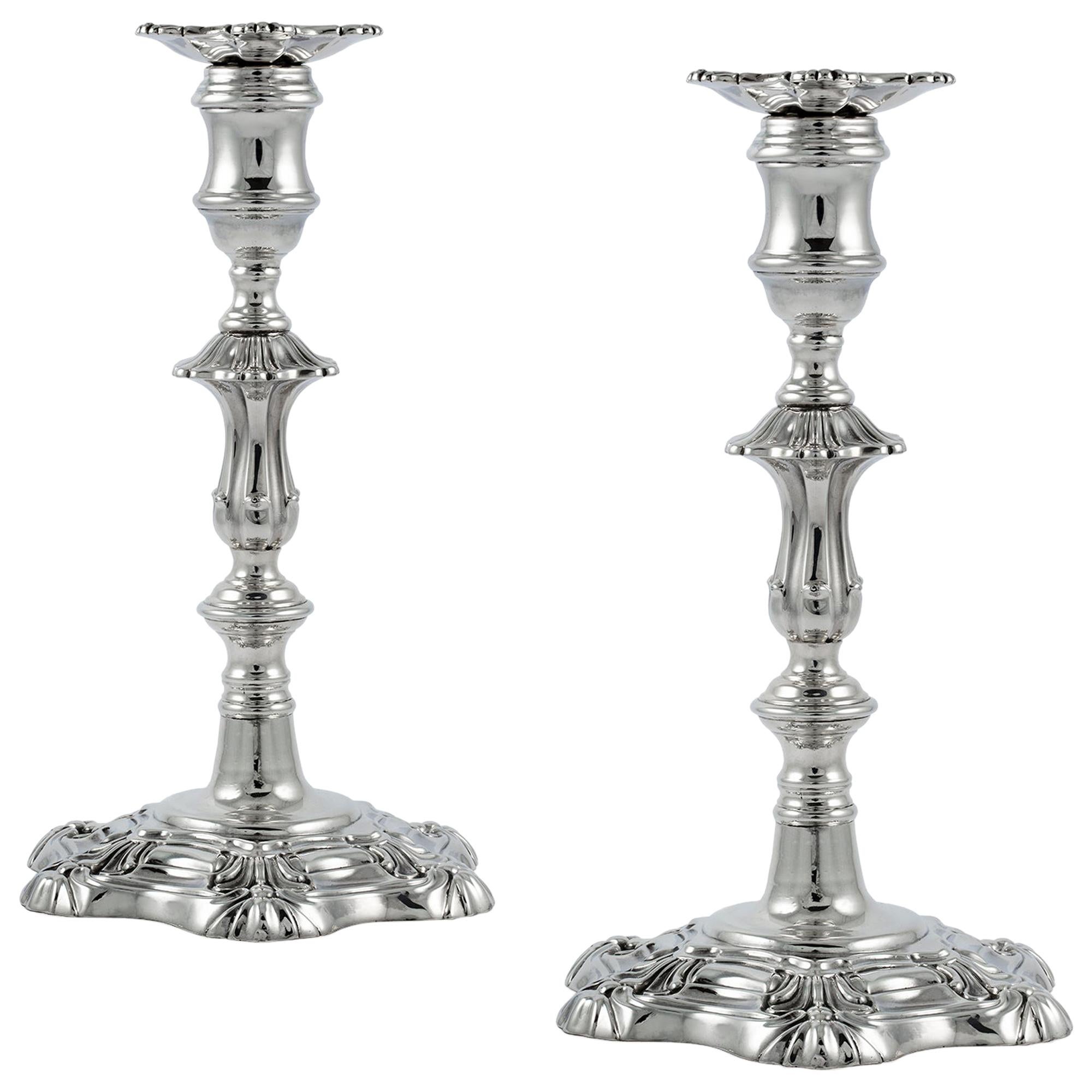 Pair of Victorian Sterling Silver Loaded Candlesticks