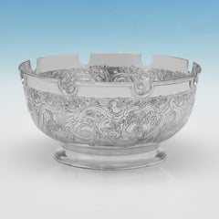 Pair of Victorian Sterling Silver Monteith Bowls by Gibson & Langman, 1898