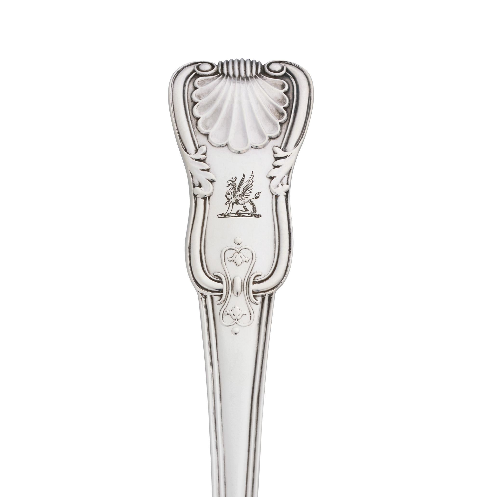 Vittoriano Coppia di cucchiai da portata vittoriani in argento sterling in vendita