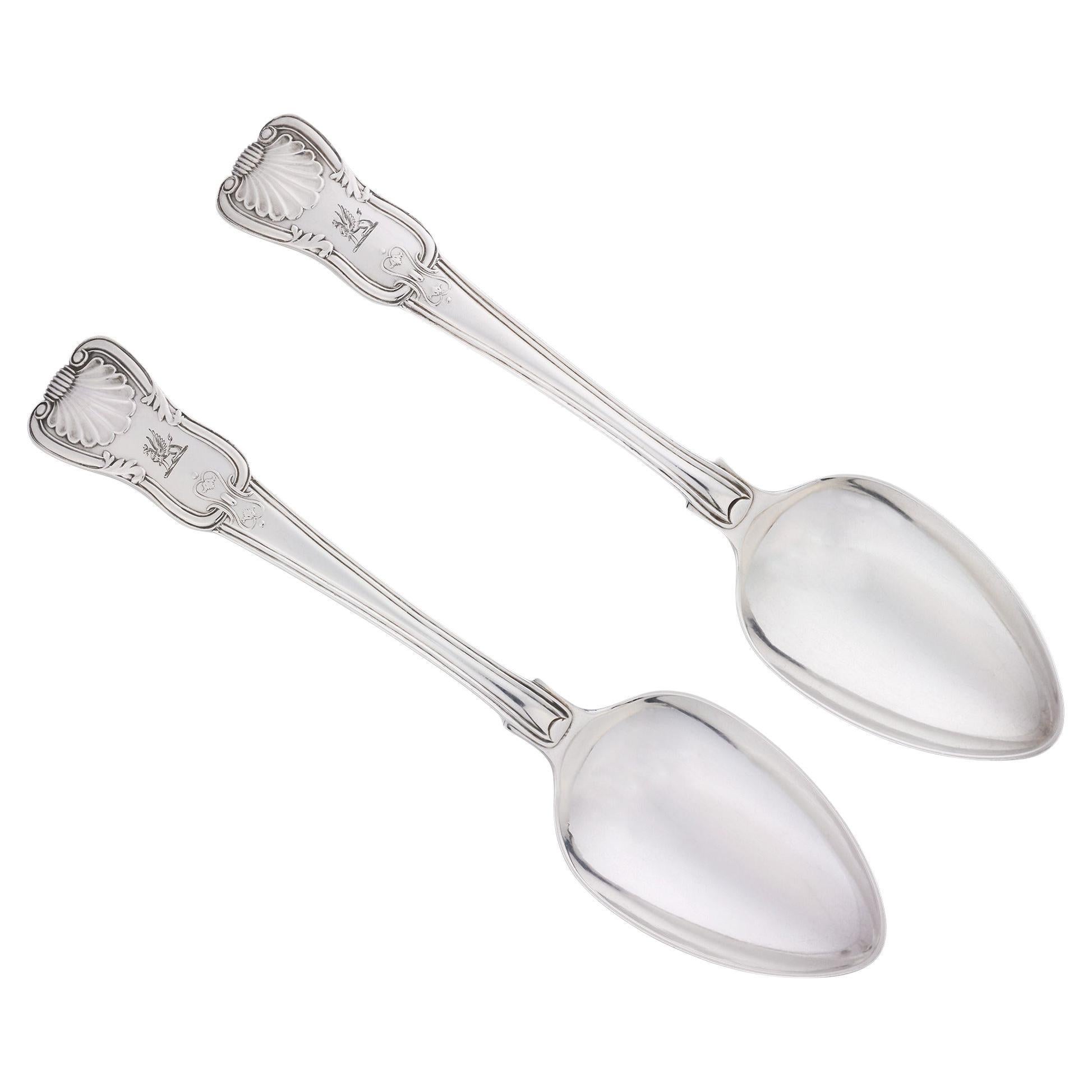 Pair of Victorian Sterling Silver Serving Spoons