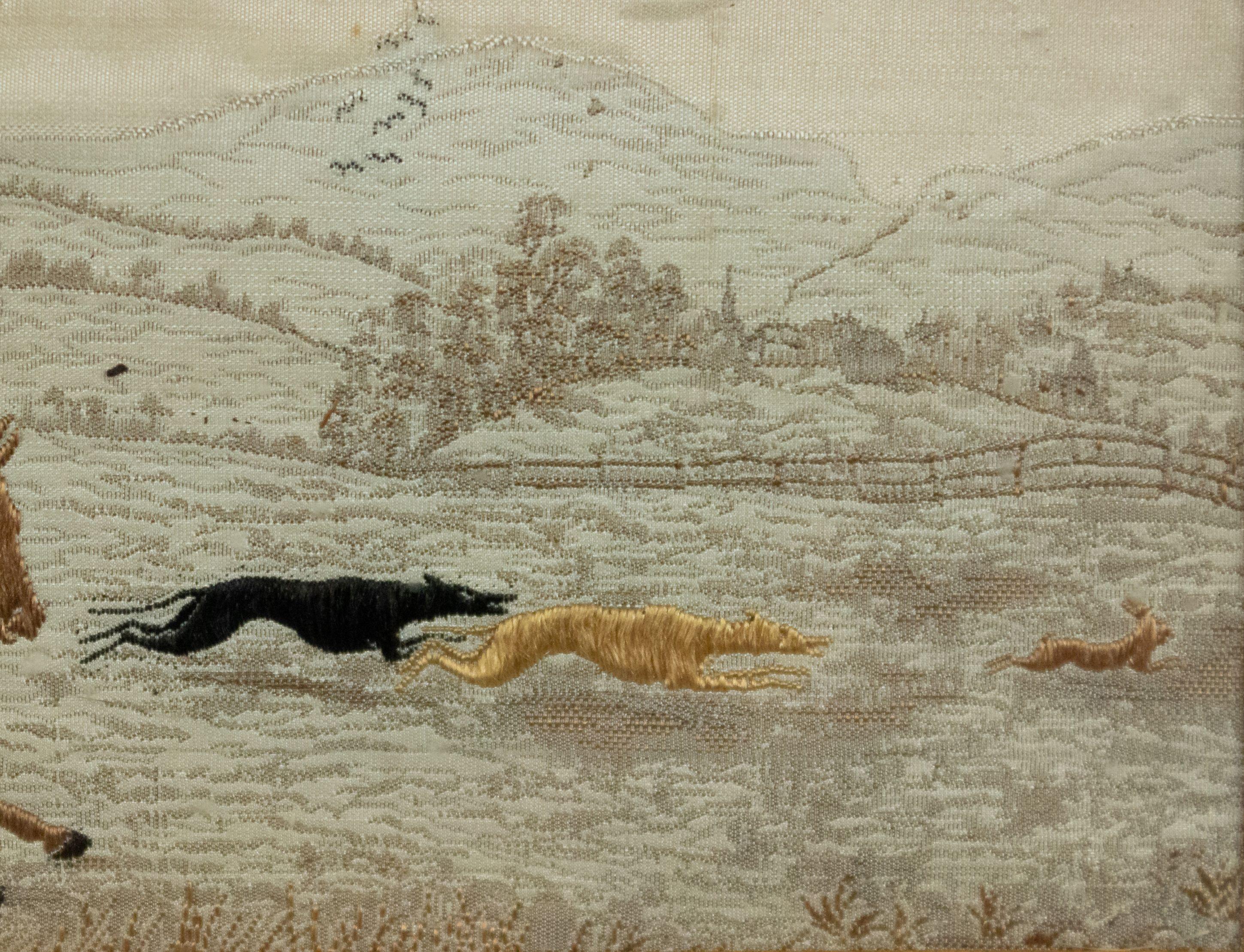 Pair of Victorian Stevengraph Silk Embroidered Equestrian Hunting Scenes In Good Condition For Sale In New York, NY