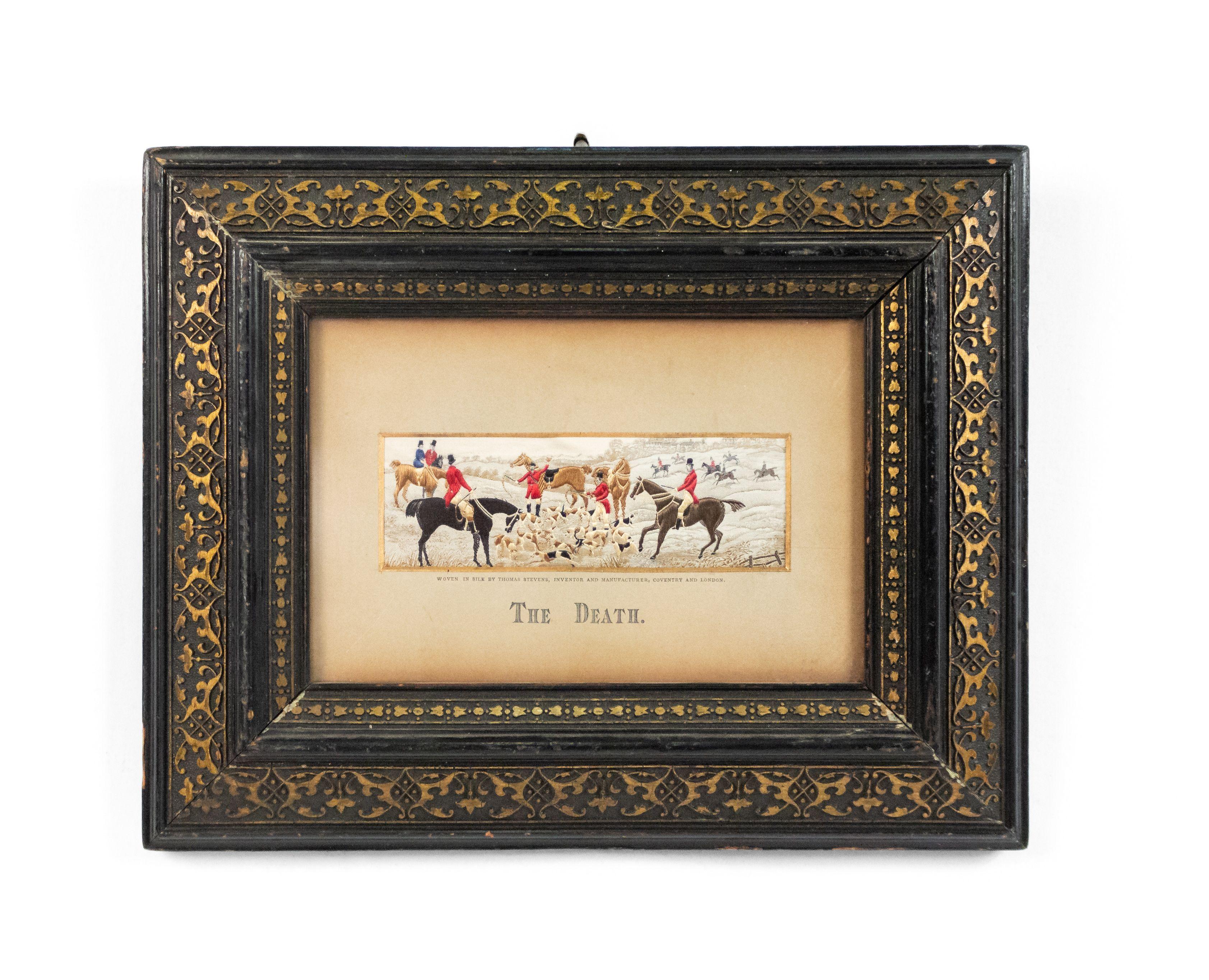 XIXe siècle Paire de scènes de chasse équestres victoriennes Stevengraph en soie brodée en vente