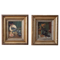 Pair of Victorian Still Life Oil Paintings, English, c.1870
