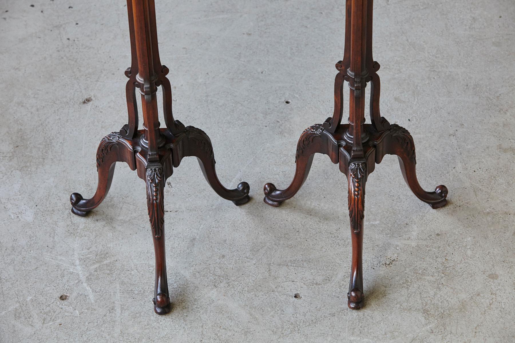 Pair of Victorian Style Carved Mahogany Plant Pedestals or Stands 3