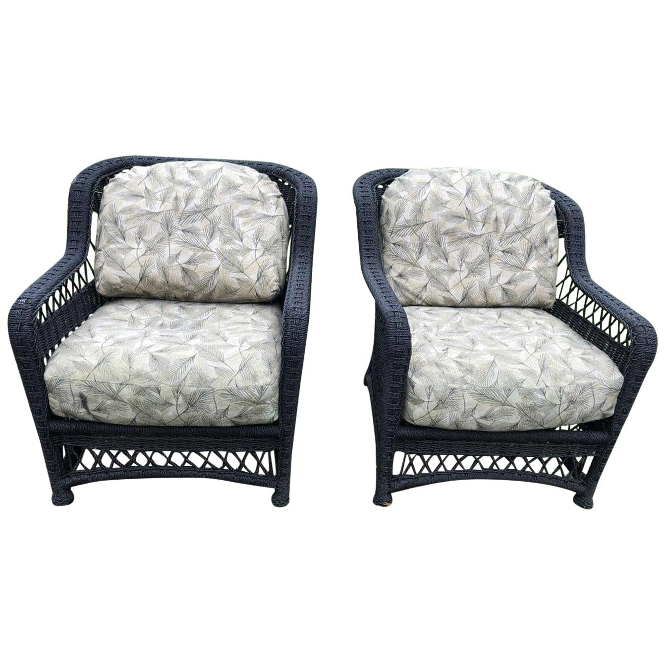 Pair of Victorian Style Outdoor Wicker Armchairs