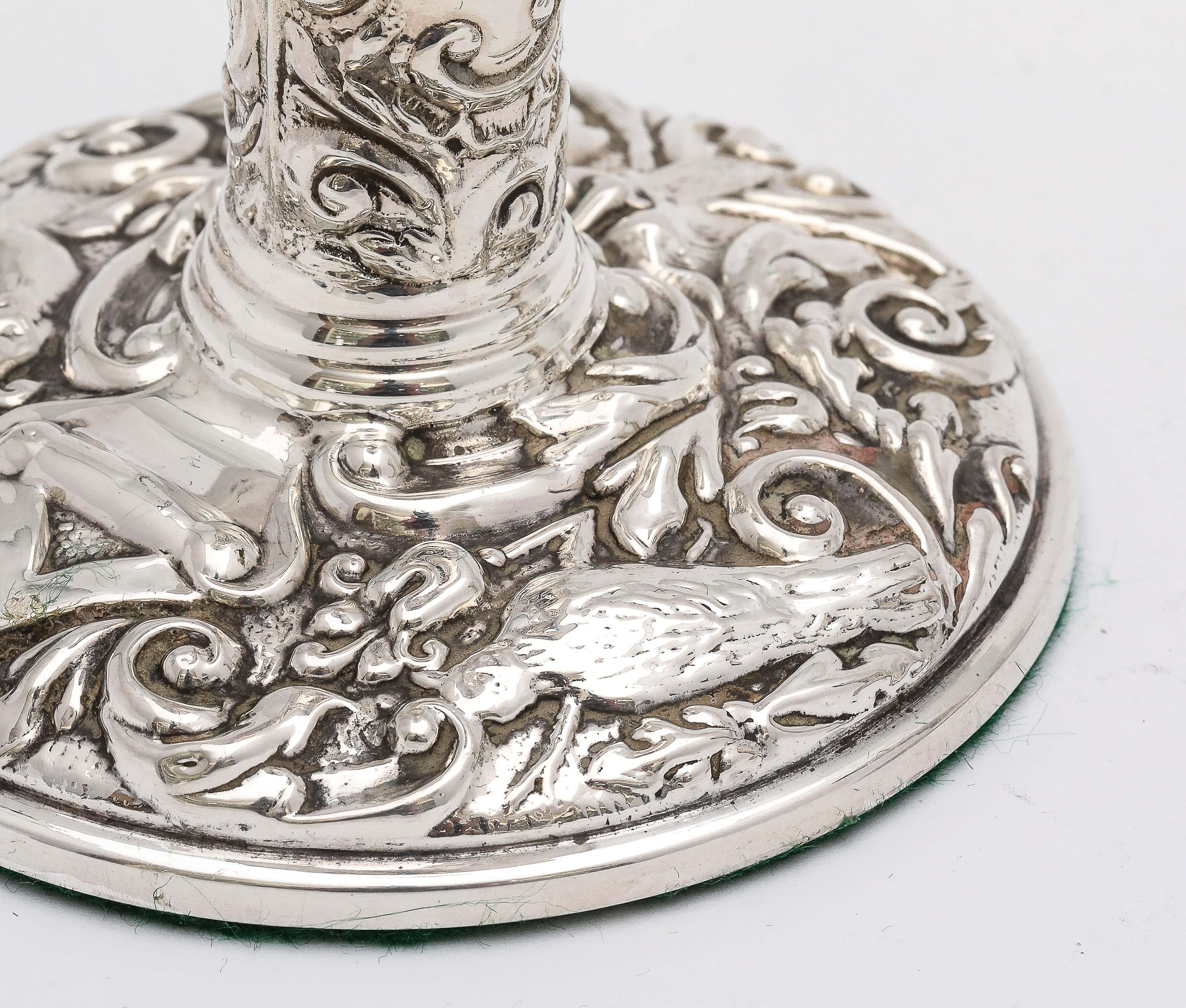 Pair of Victorian-Style Sterling Silver Candlesticks For Sale 5