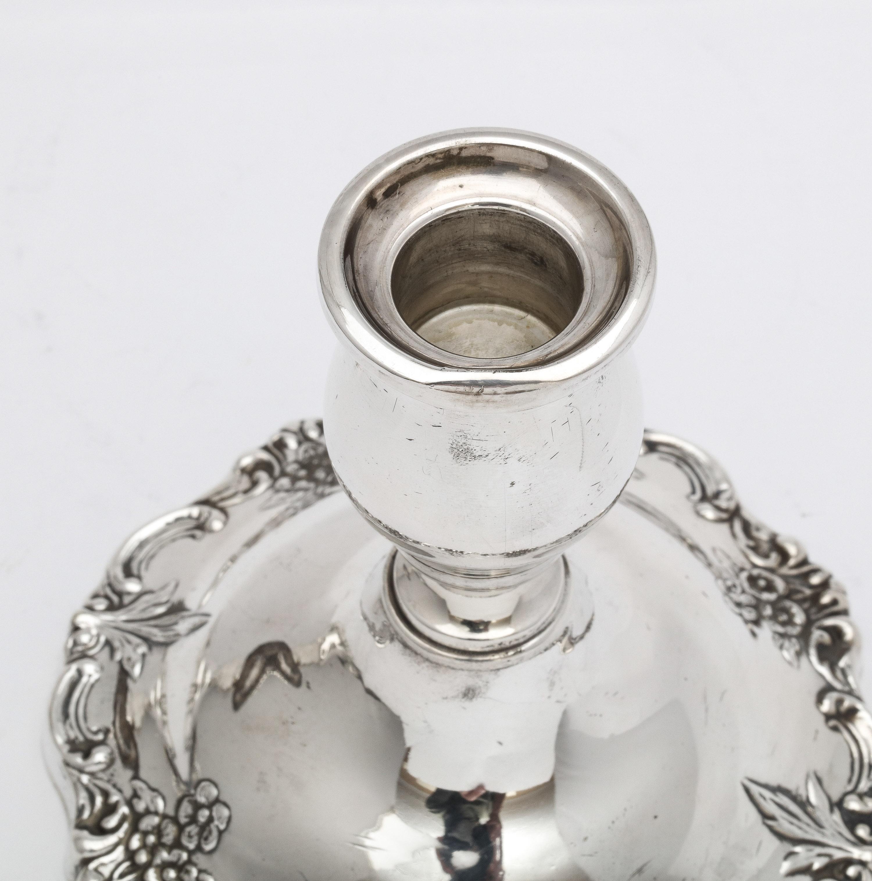Pair of Victorian Style Sterling Silver Candlesticks For Sale 6