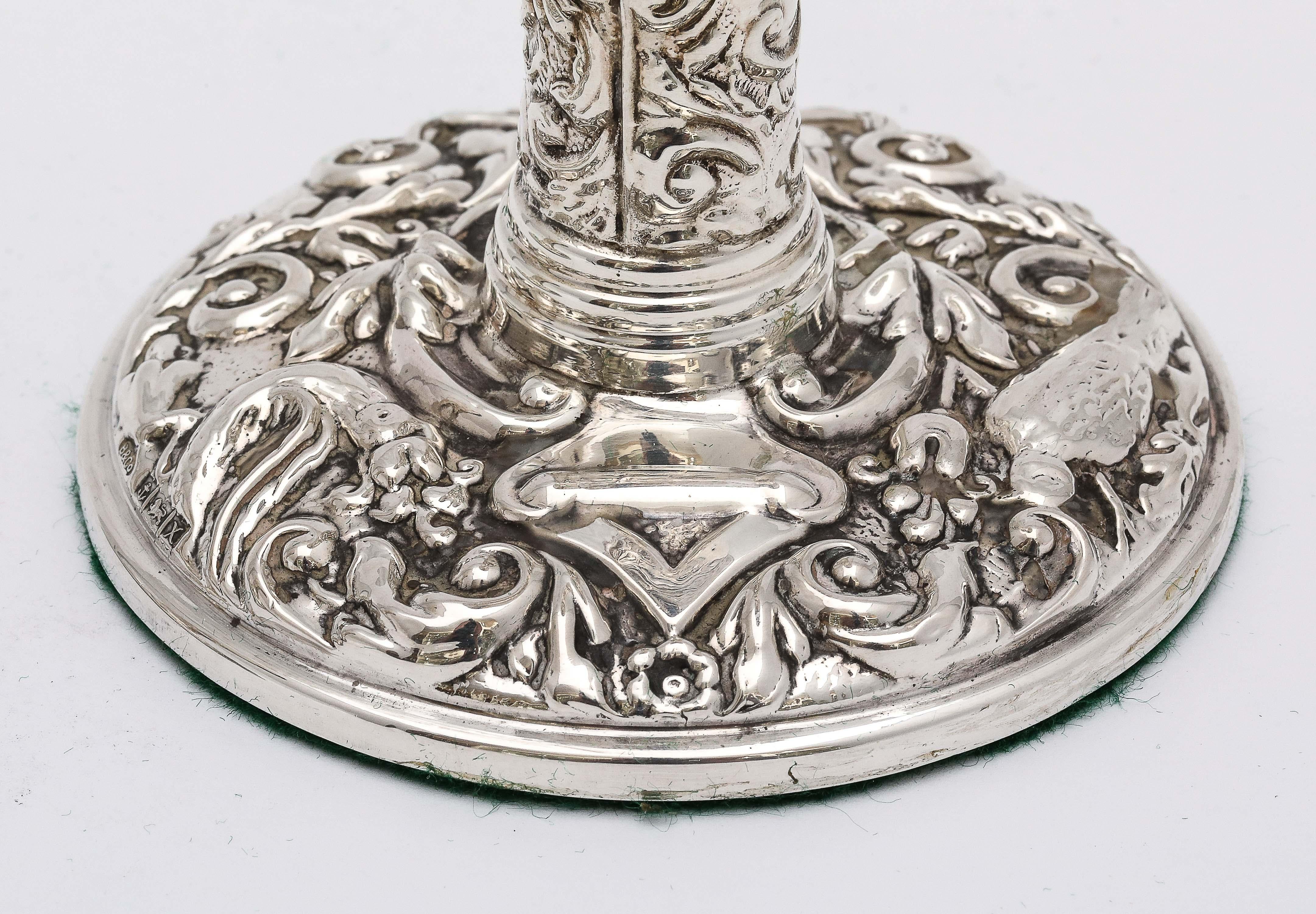 Pair of Victorian-Style Sterling Silver Candlesticks For Sale 7