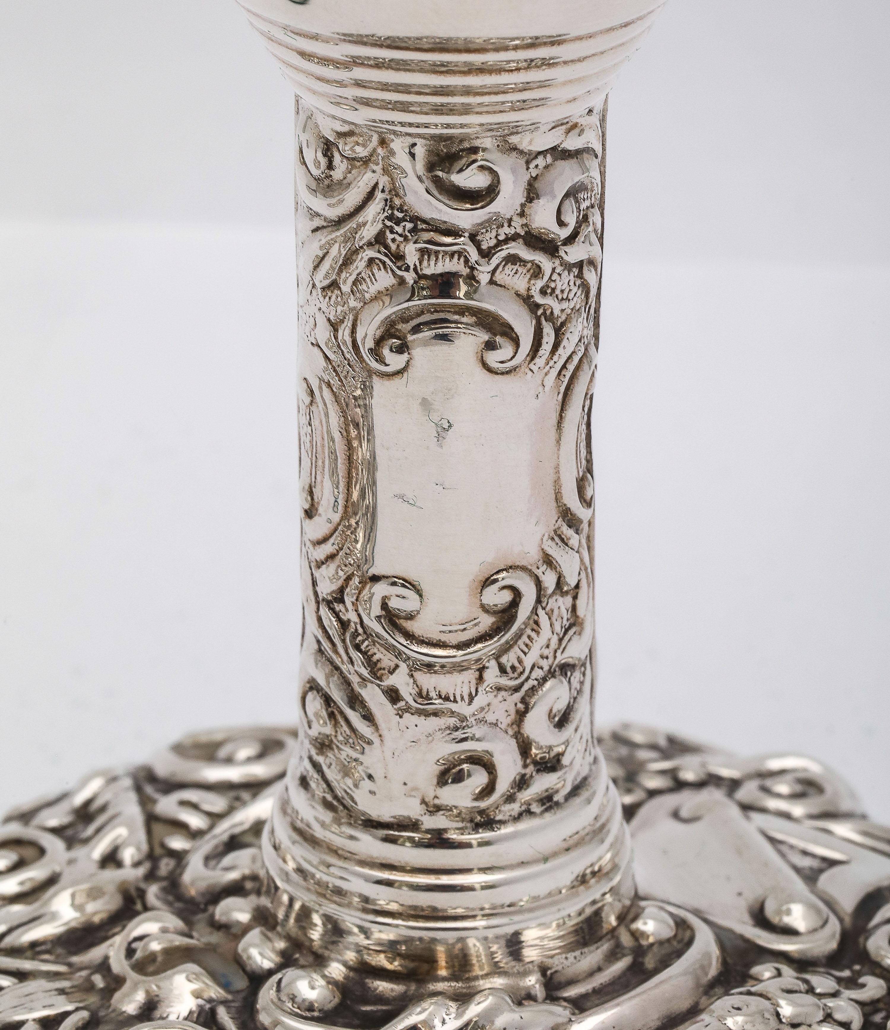 Pair of Victorian-Style Sterling Silver Candlesticks For Sale 8