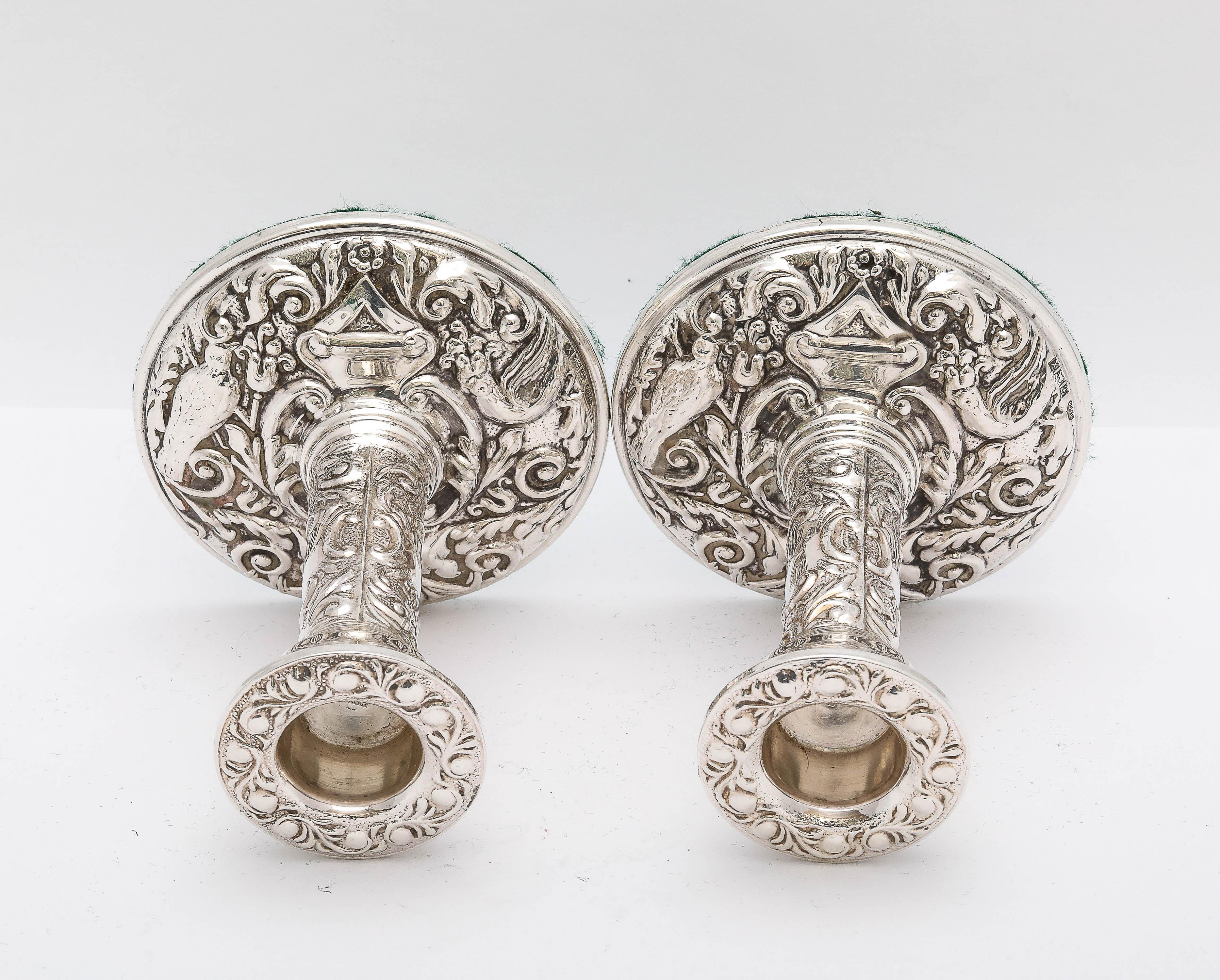 Pair of Victorian-Style Sterling Silver Candlesticks For Sale 11