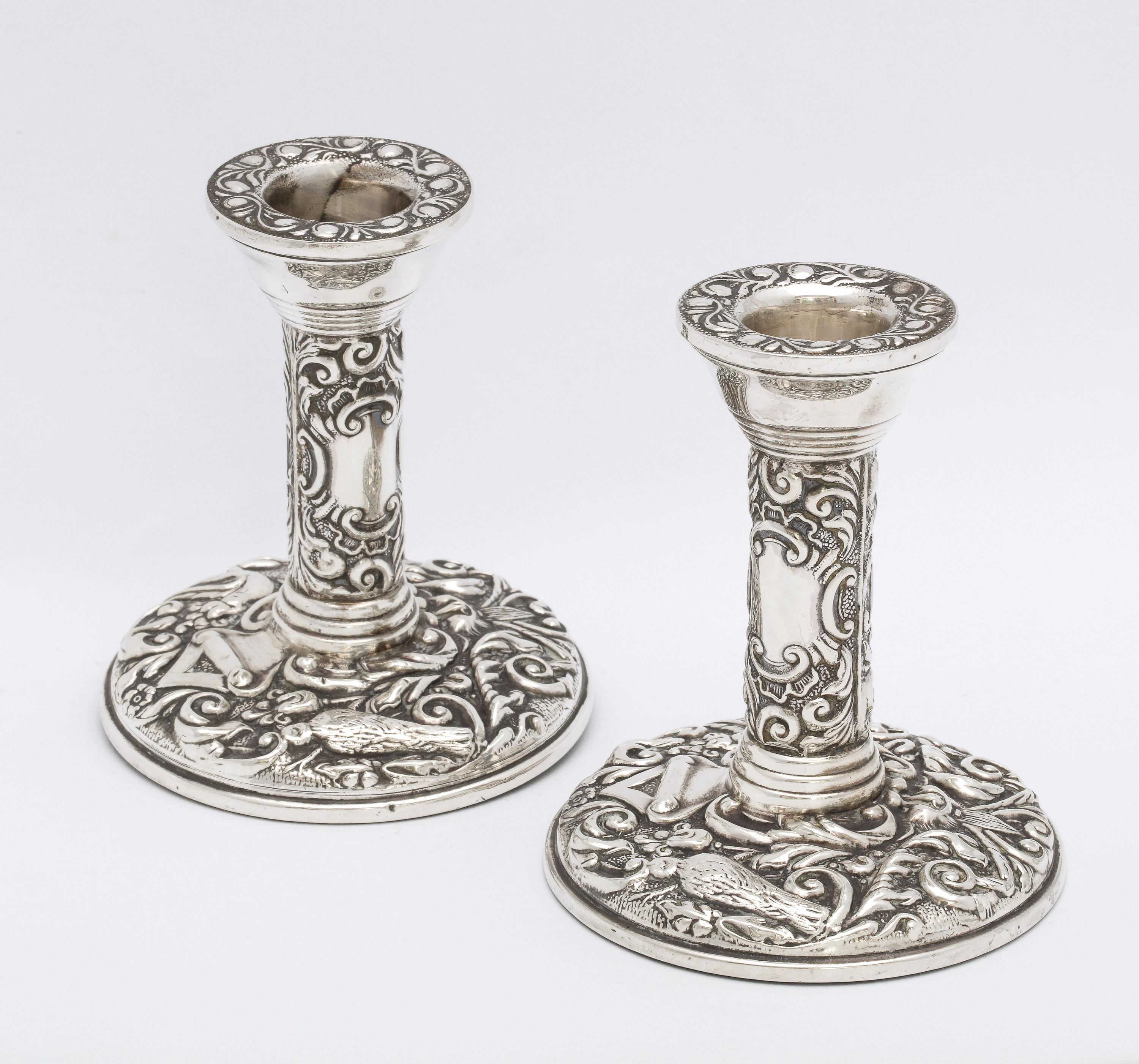 English Pair of Victorian Style Sterling Silver Candlesticks