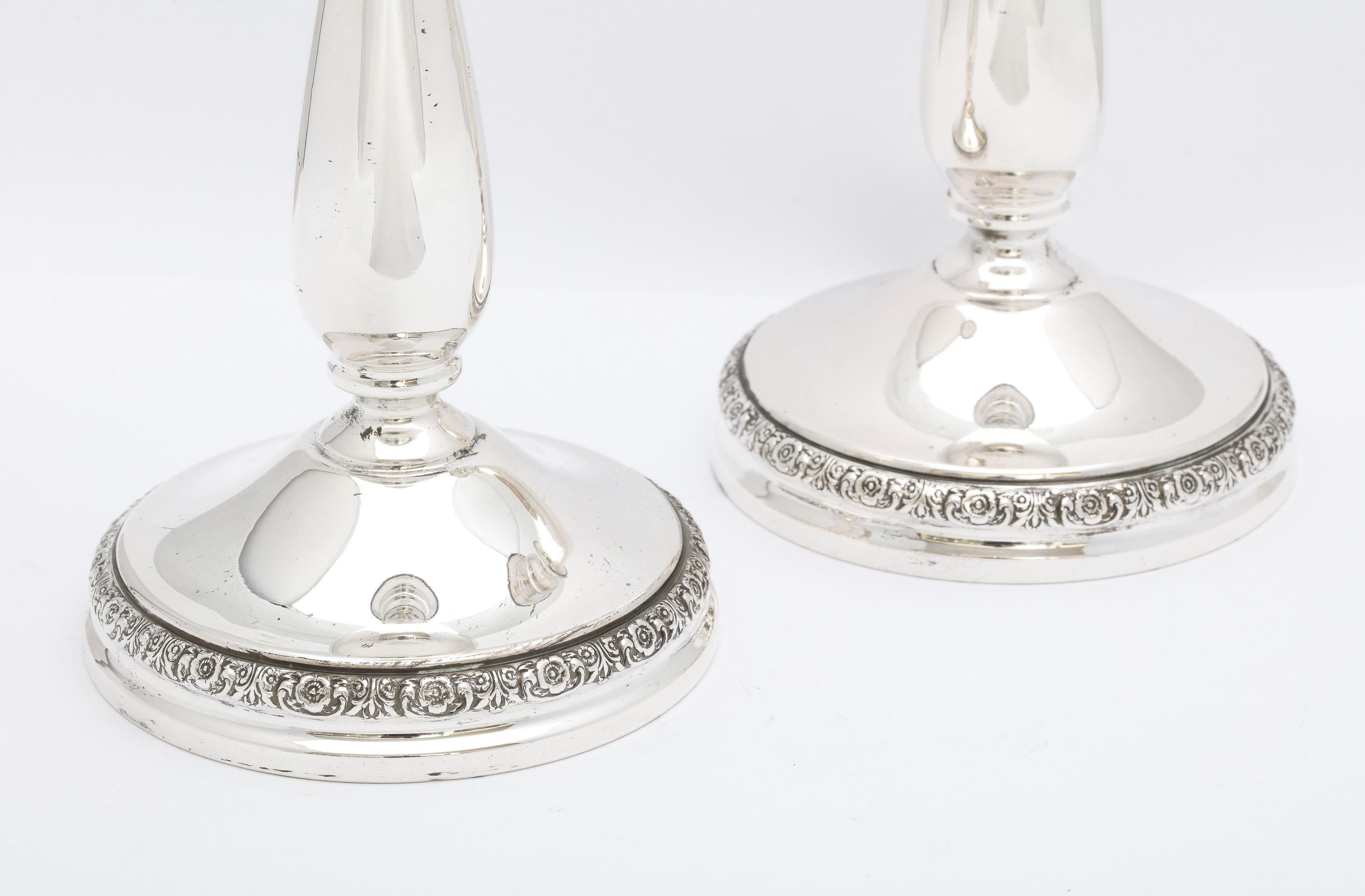 American Pair of Victorian-Style Sterling Silver Candlesticks