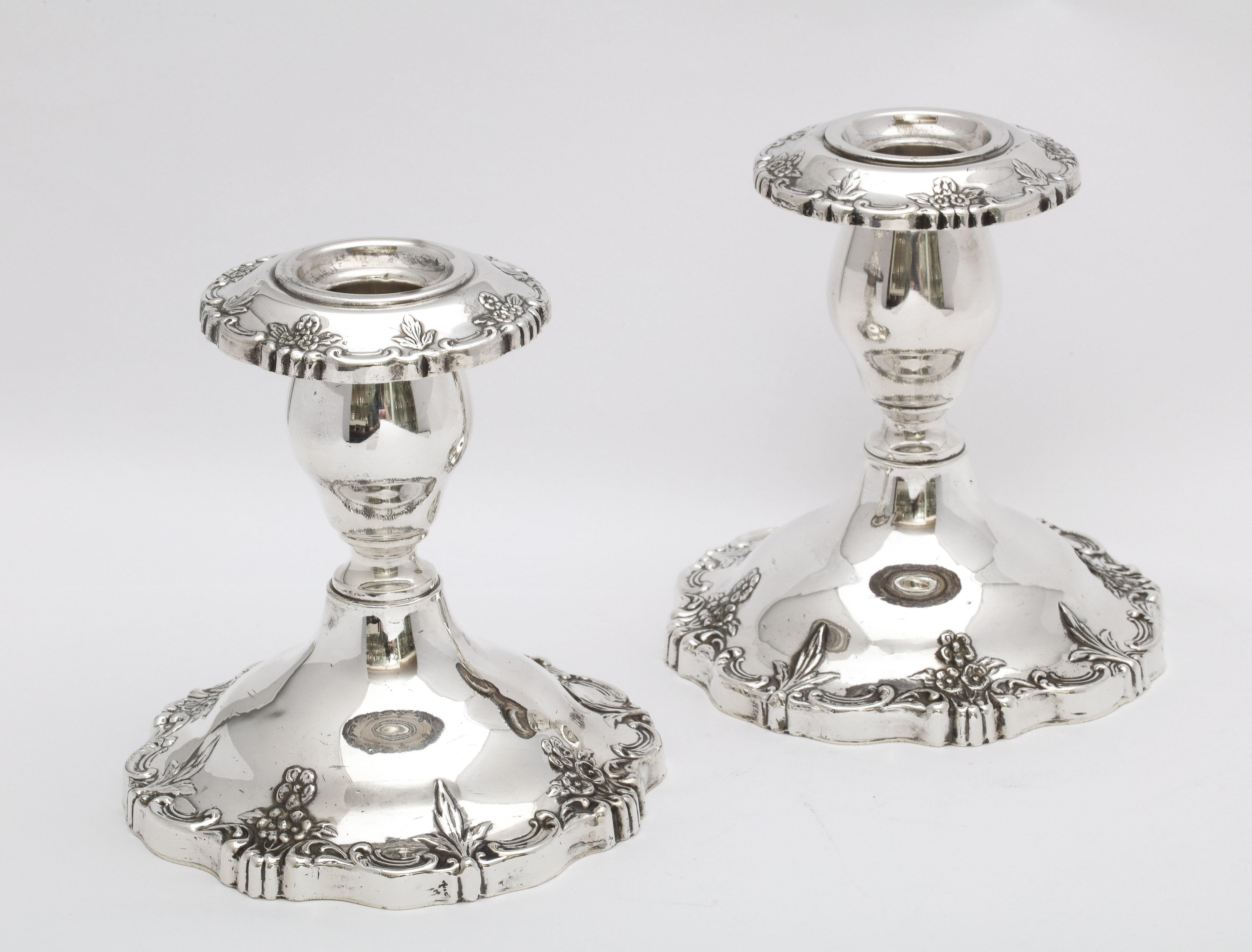 Mid-20th Century Pair of Victorian Style Sterling Silver Candlesticks For Sale