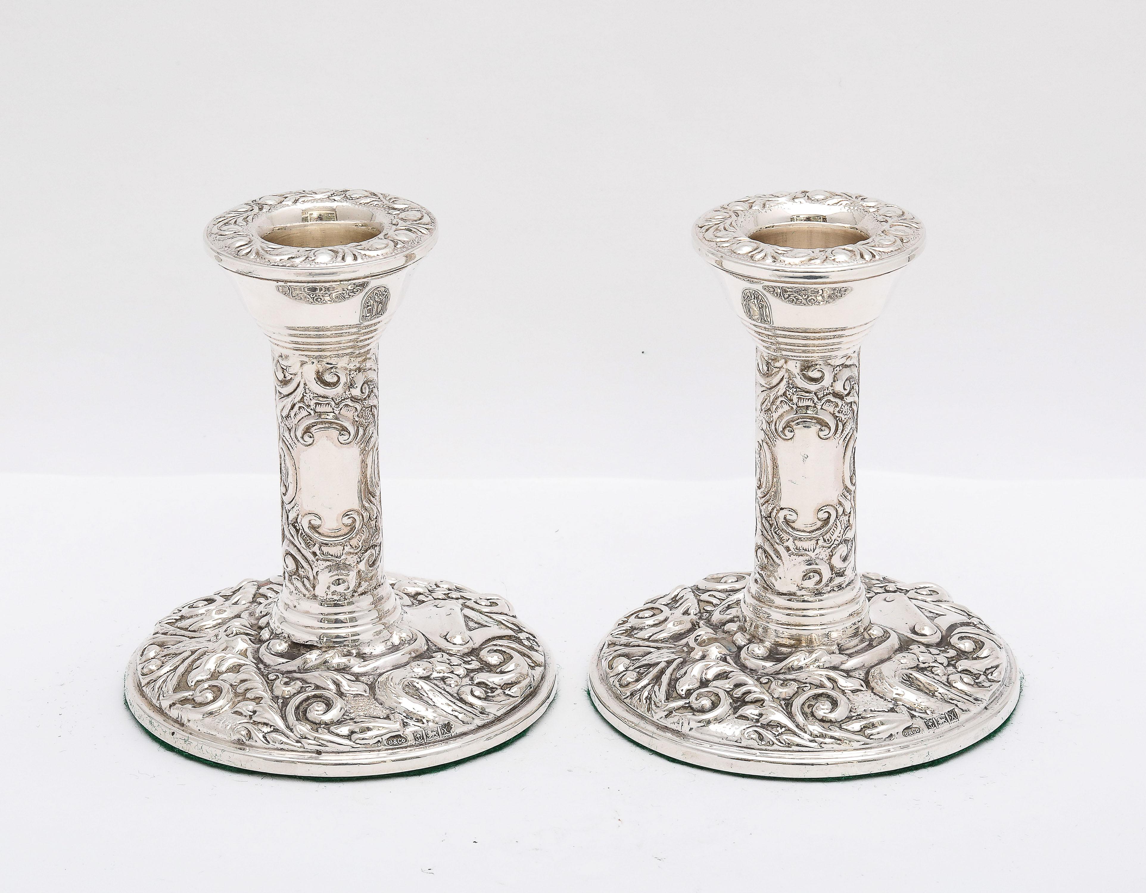 Pair of Victorian-Style Sterling Silver Candlesticks For Sale 1