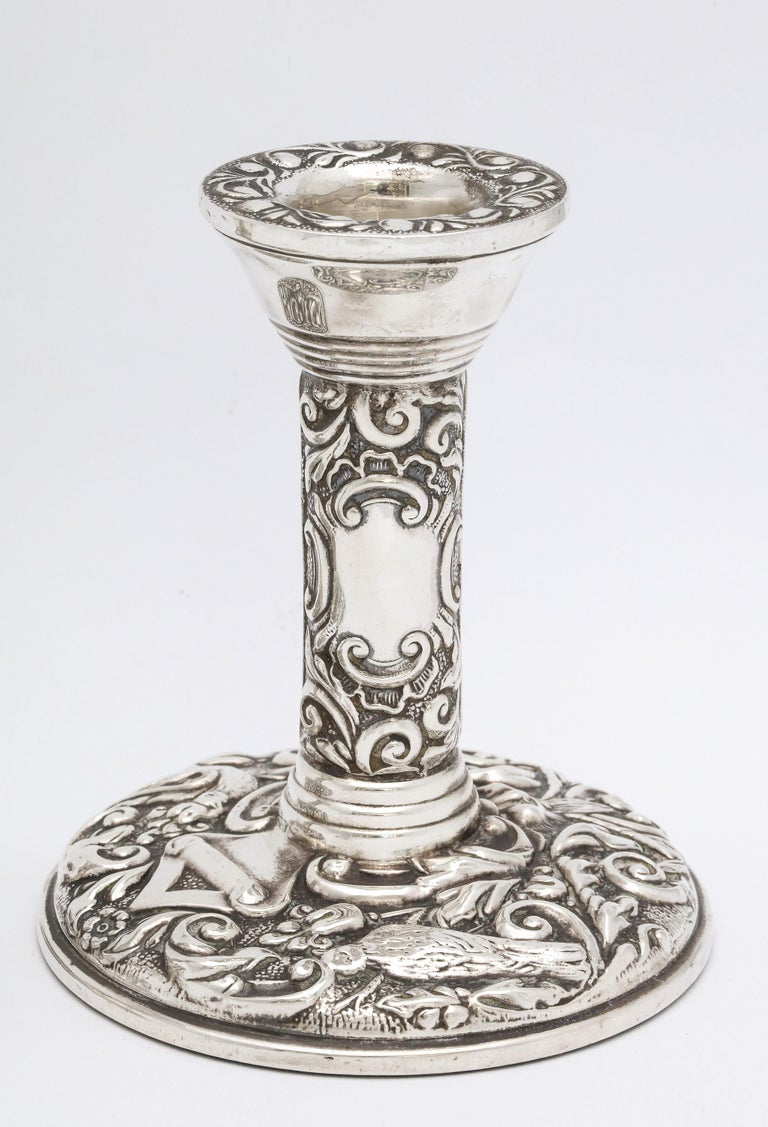 Pair of Victorian Style Sterling Silver Candlesticks For Sale 2