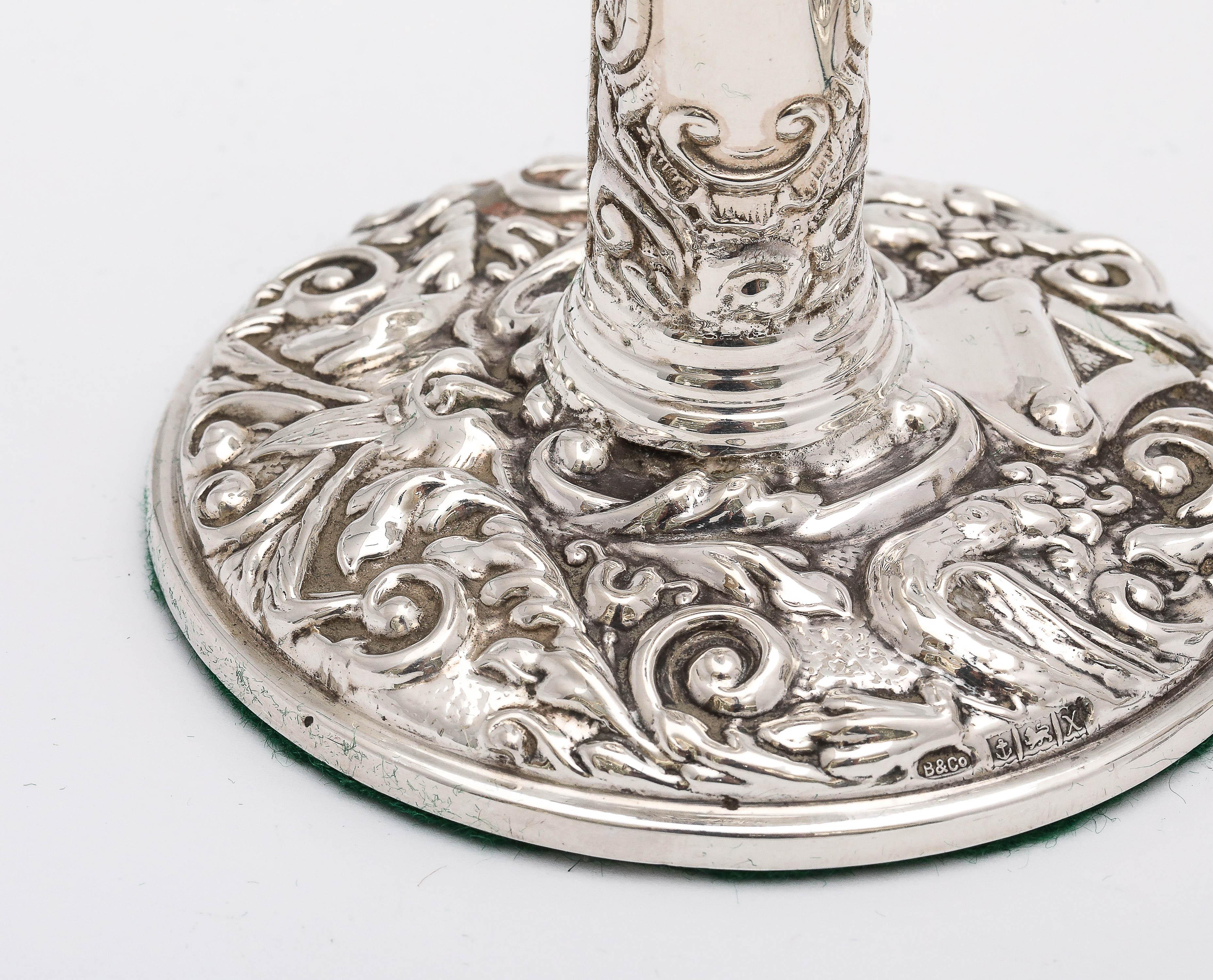 Pair of Victorian-Style Sterling Silver Candlesticks For Sale 3