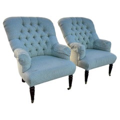 Pair of Victorian Style Tufted Back Armchairs by Calico Corners