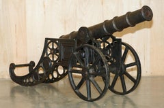 PAIR OF VICTORIAN STYLE VINTAGE CAST IRON DECORATIVE 153CM LONG GARDEN CANNONs