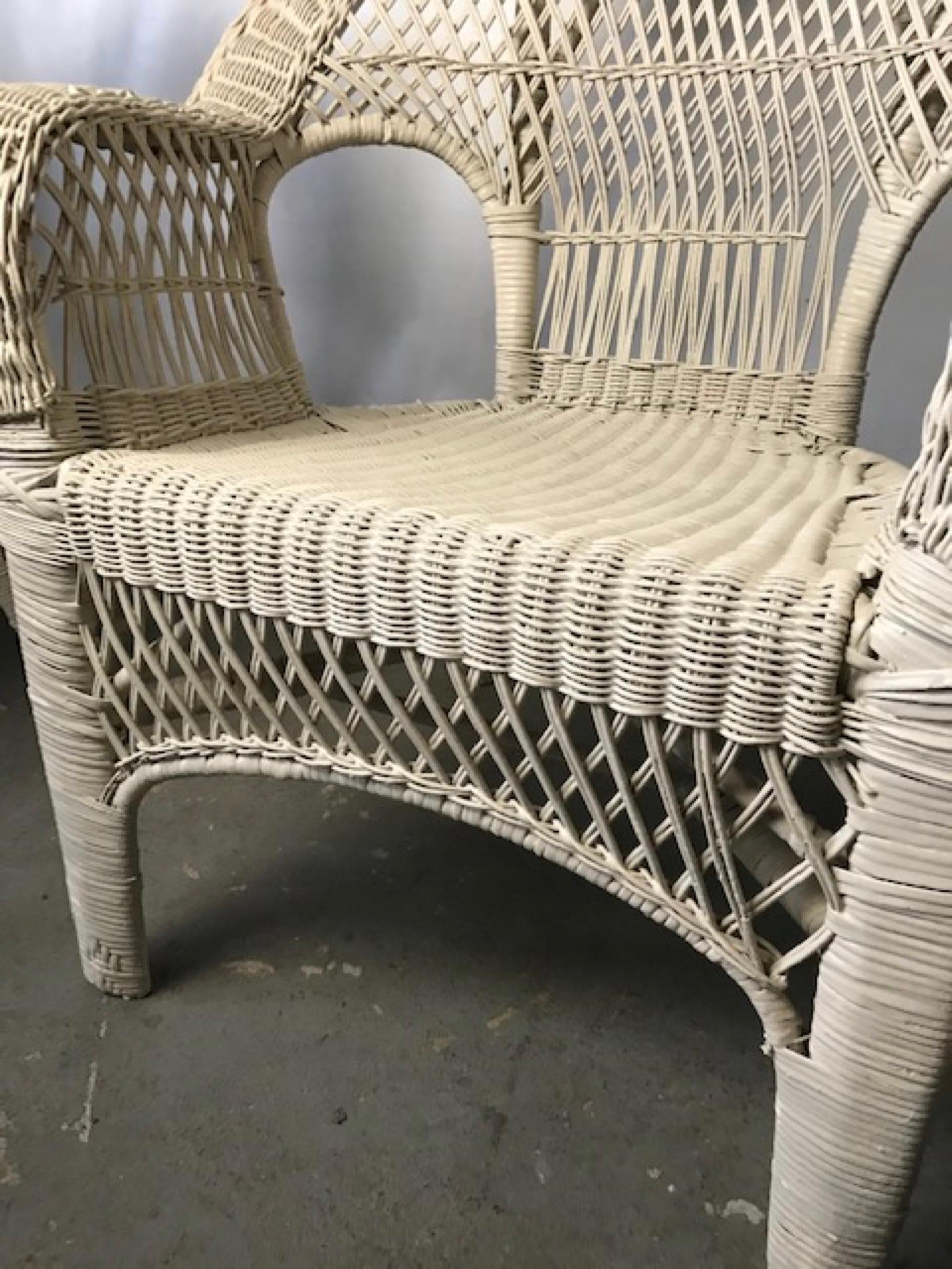 Pair of Victorian Style Wicker Wide Arm Armchair 2