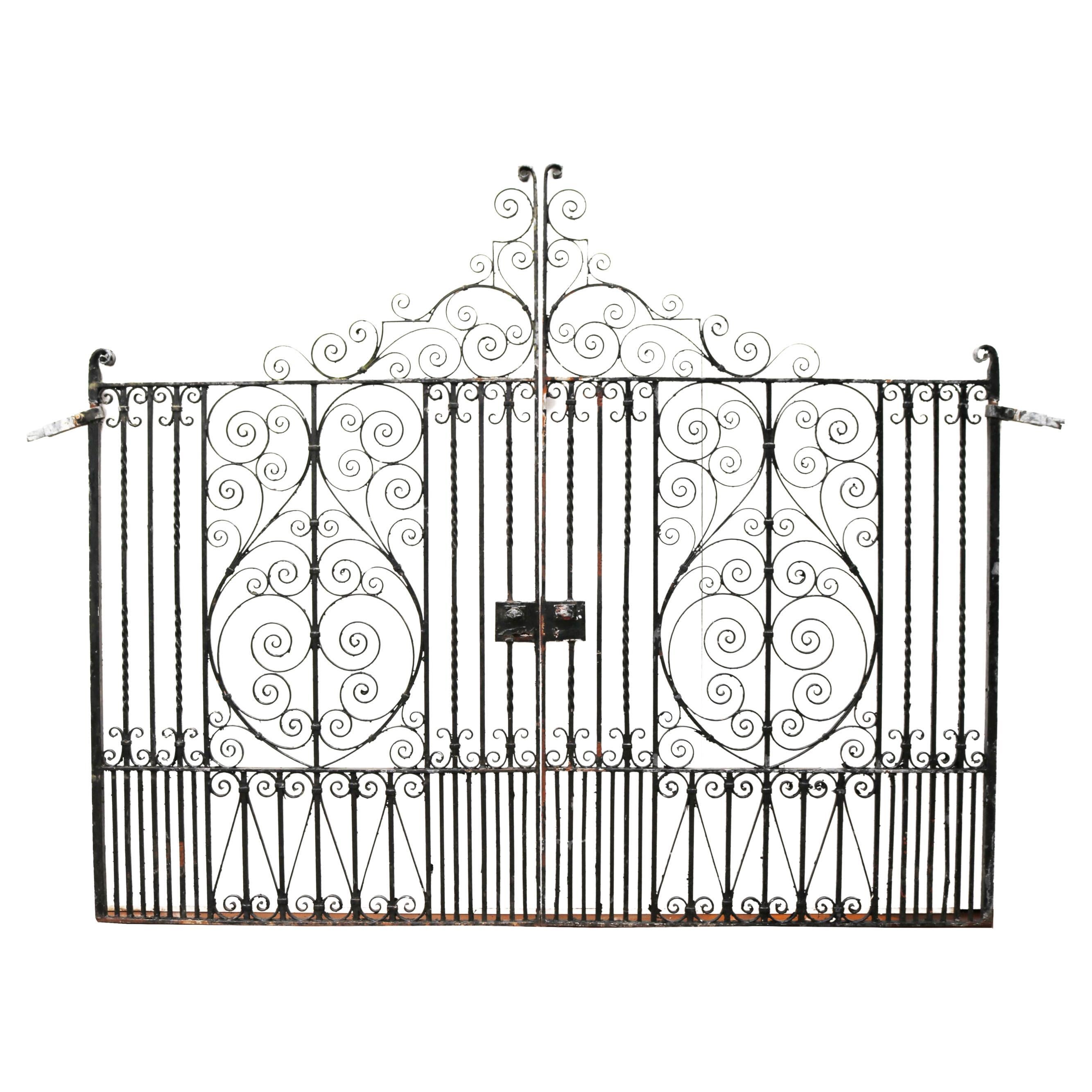 Pair of Victorian Style Wrought Iron Driveway Gates For Sale