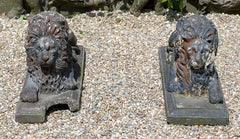 Pair of Victorian Terracotta Garden Lions