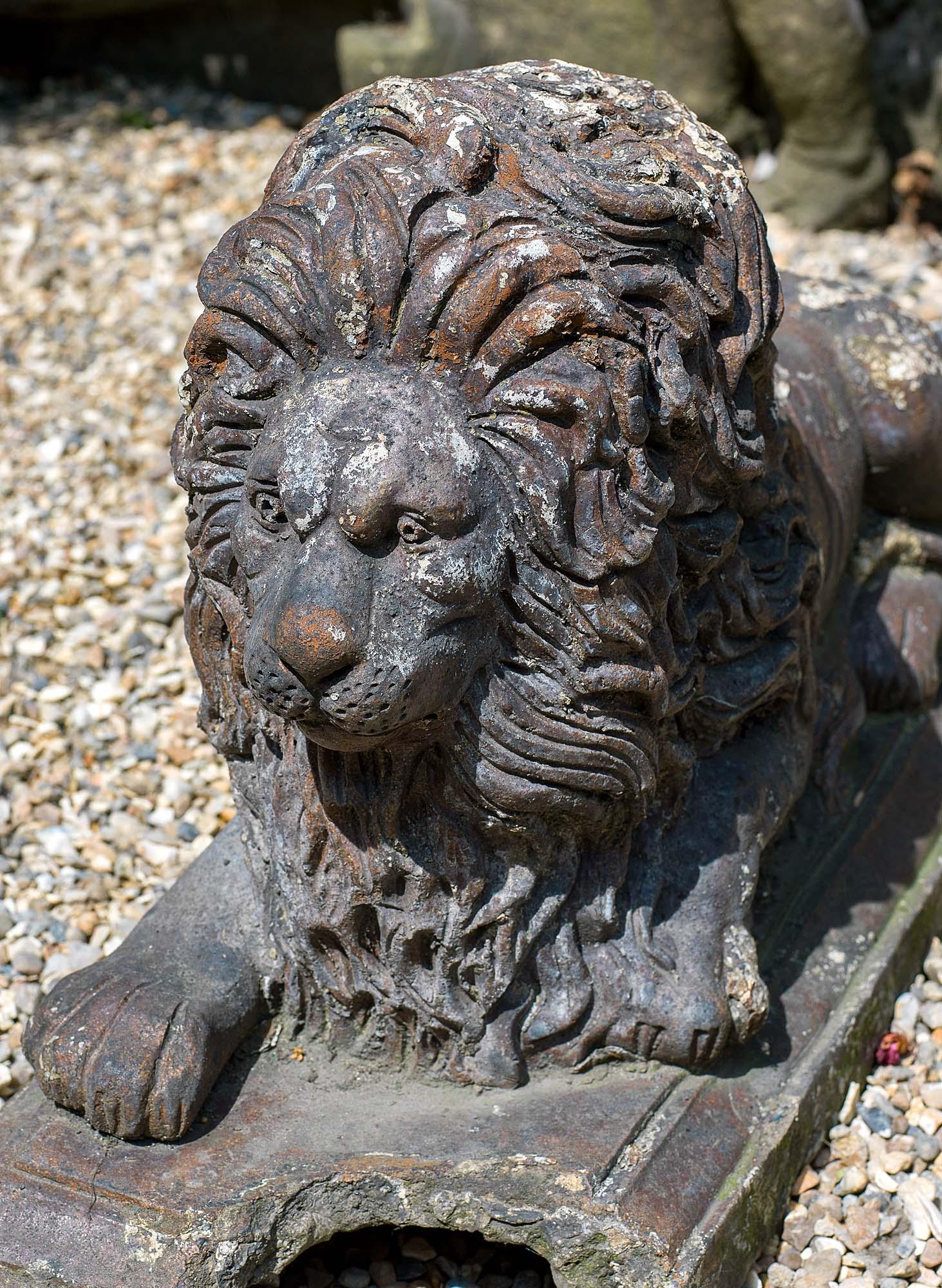 19th Century Pair of Victorian Terracotta Garden Lions