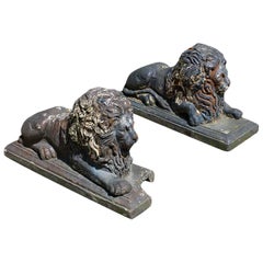 Pair of Victorian Terracotta Garden Lions