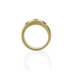 Pair of Victorian Three Stone Diamond, Ruby and Sapphire Rings